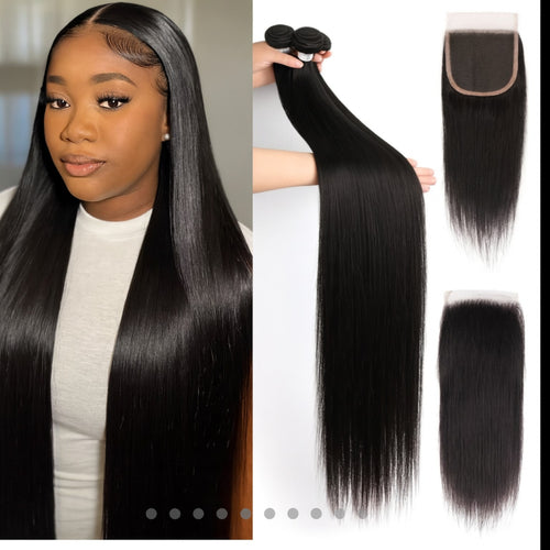 13A KBS 3 Bundles + Closure. 100% Human Hair STRAIGHT DEAL
