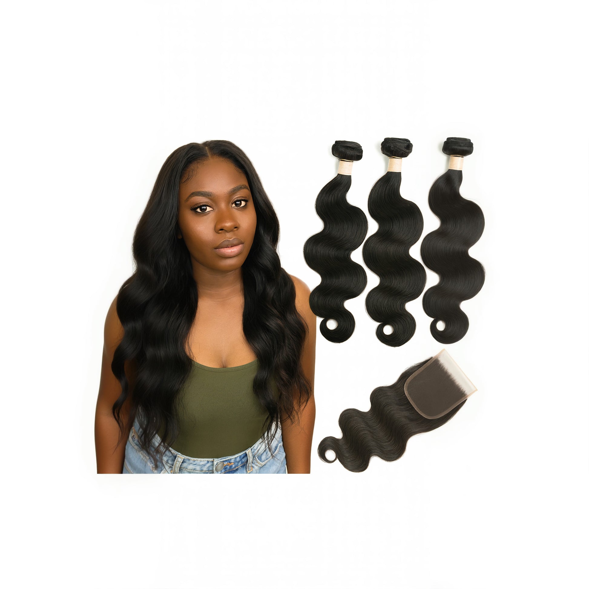 13A KBS 3 Bundles + Closure. 100% Human Hair BODY WAVE DEAL