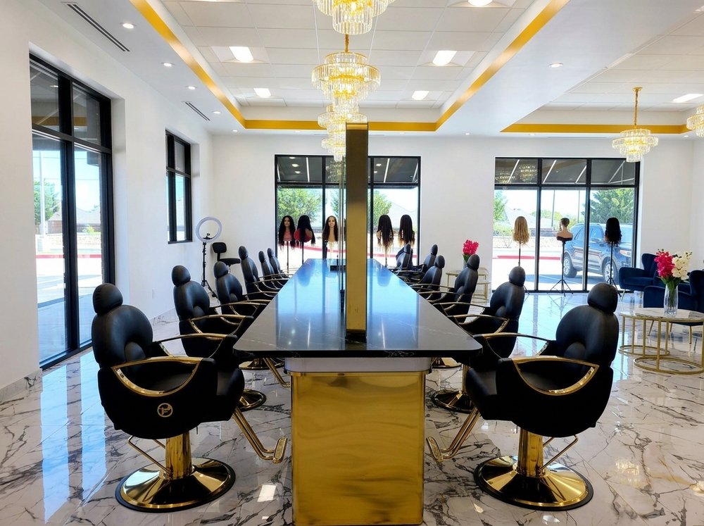 Styling chairs on both sides of the salon floor